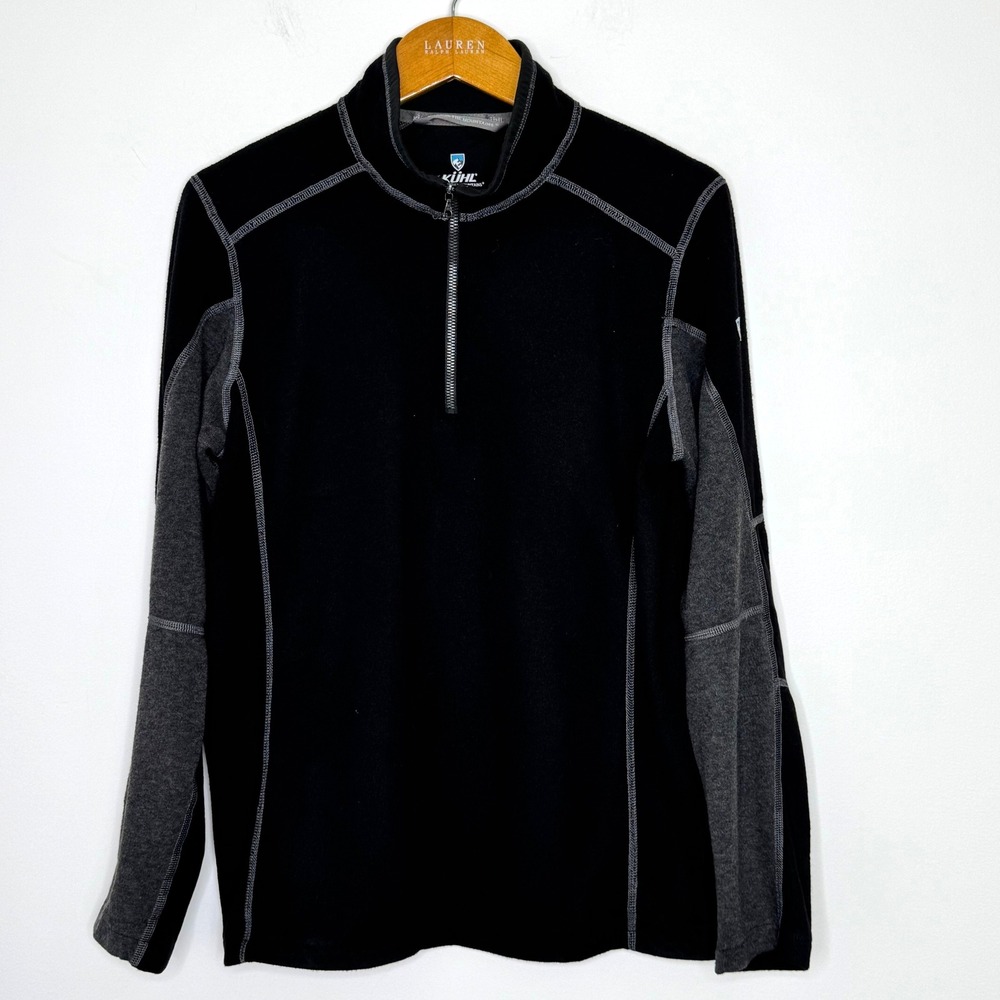 Kuhl Kashmira 1/4 zip Light Weight Fleece‎ Mens Small Black/Gray